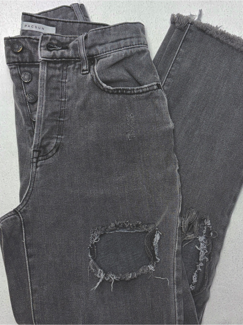 PacSun High Rise Straight Jeans Womens 23 Distressed Faded Black
